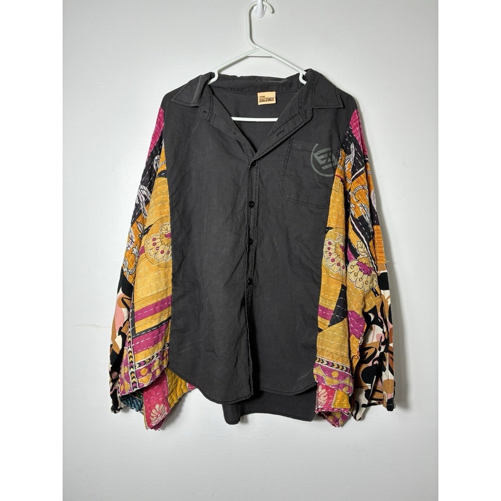 The Morgan Factory Button Up Very Oversized Shirt Kantha Stitch One Size Boho